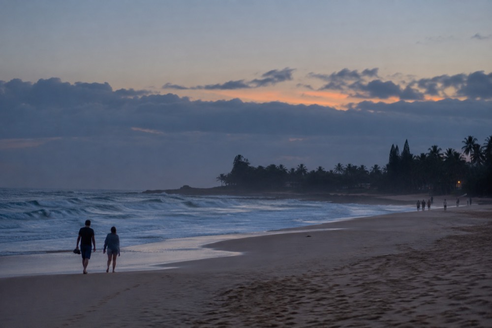 Sunset Beach on Oahu's North Shore with a long sandy stretch and distant surf break